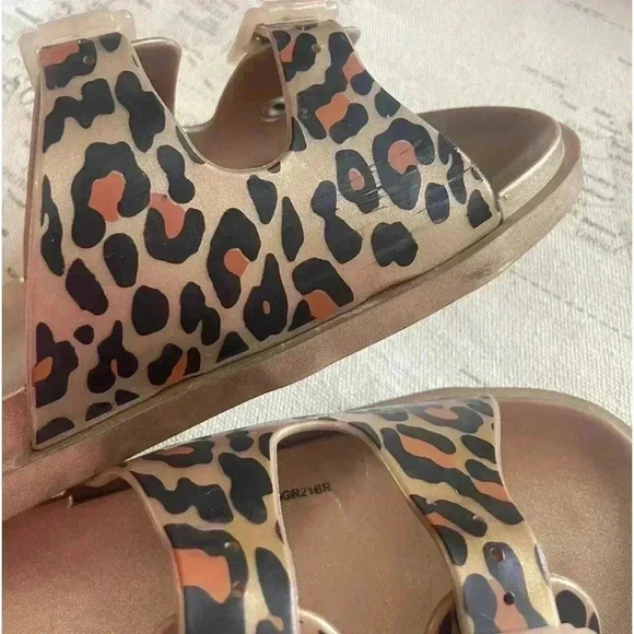 Mini Melissa Wide Kid Gold Black Leopard Slide 4 - Picture 4 of 7
